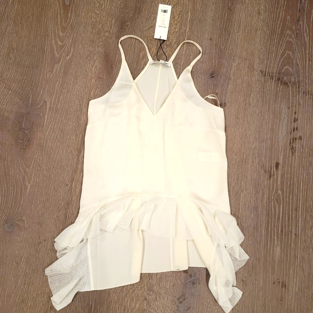 Elizabeth and James Manette Satin Ruffled Tank Blouse